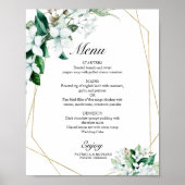 Poster Elégant menu Mariage de fleurs géométriques (Devant)