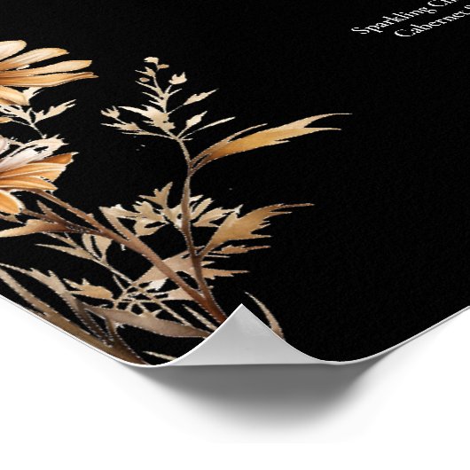 Poster Élégant menu Mariage Fleur sauvage Boissons Bar (Coin)