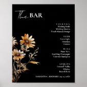 Poster Élégant menu Mariage Fleur sauvage Boissons Bar (Devant)