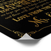 Poster élégant Merci table mariage en or (Coin)