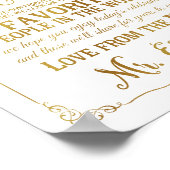 Poster élégant Merci table mariage en or (Coin)