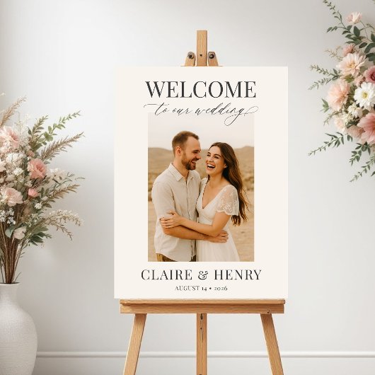 Poster Elegant Minimalist Photo Wedding Welcome 