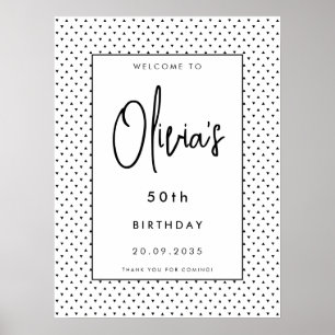 Poster Elégant minimaliste B&W 50e anniversaire fête Bien