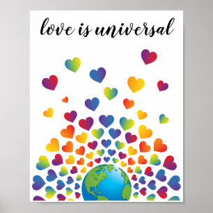 Poster Élégant minimaliste coloré Rainbow Heart Design