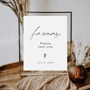 Poster Élégant minimaliste Favoriser le Mariage de table