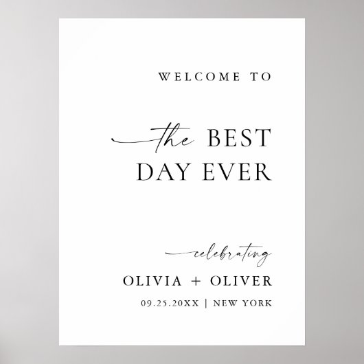 Poster Élégant minimaliste Mariage d'accueil (Devant)