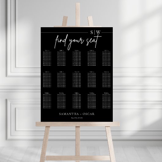 Poster Élégant minimaliste Mariage noir