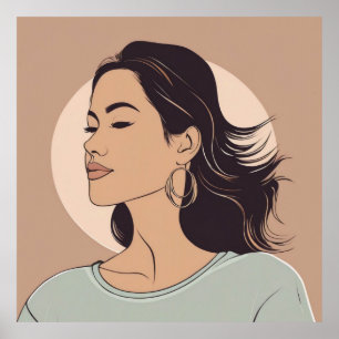 Poster Elégant minimaliste Portrait femme - Art moderne
