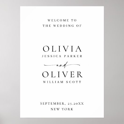 Poster Élégant minimaliste simple Mariage d'accueil (Devant)