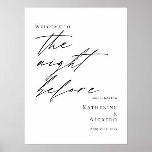 Poster Élégant minimum La nuit avant la répétition bienve (Devant)