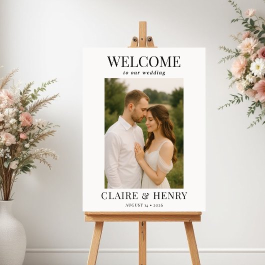 Poster Elegant Modern Photo Wedding Welcome 