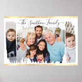Poster Elegant Moderne Blanc & Or Ajouter Votre Famille D (Devant)