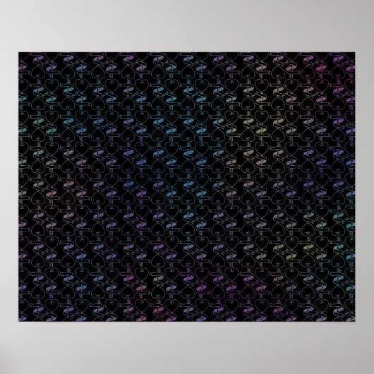 Poster Élégant moderne coloré Coeurs et Clés Motif | (Devant)