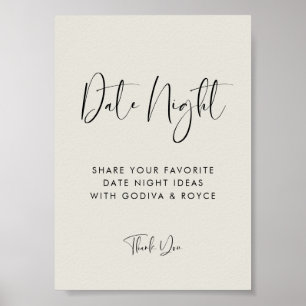 Poster Elégant Moderne Lumière Sage Date nuit idées signe