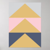 Poster Elégant moderne Marine rose Bleu Formes Or Mur Art (Devant)