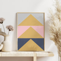 Elégant moderne Marine rose Bleu Formes Or Mur Art