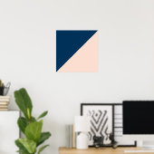 Poster élégant moderne pastel peach bleu marine bloc de c (Bureau à domicile)