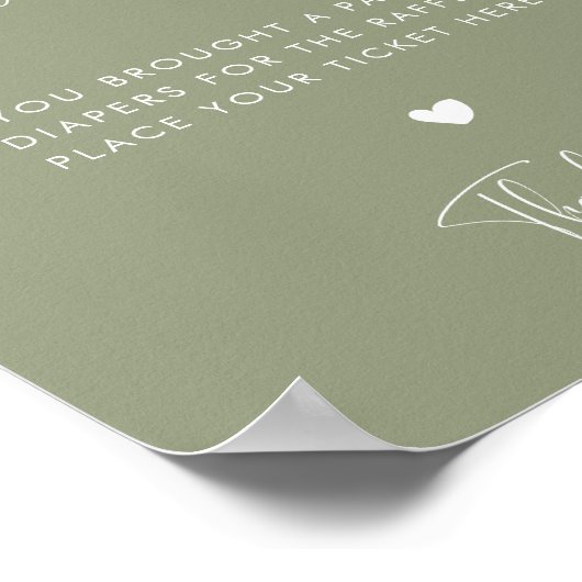 Poster Elégant & moderne Sage Green Diaper Signal Raffle (Coin)