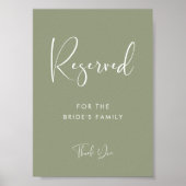 Poster Elégant & moderne Sage Green mariage Signal réserv (Devant)