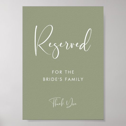 Poster Elégant & moderne Sage Green mariage Signal réserv (Devant)