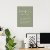 Poster Elégant Moderne Sage Vert mariage Ordre des événem (Bureau à domicile)