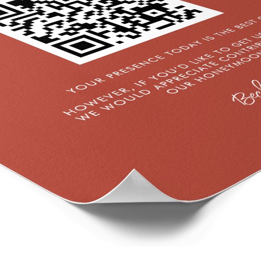 Poster Elégant & moderne Terracotta Honeymoon fund Code Q (Coin)