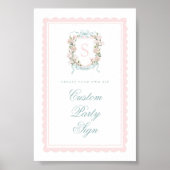 Poster Elegant Monogram Crest Baby Shower Custom 4x6 (Devant)