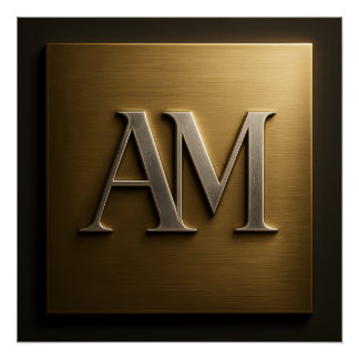 Poster Élégant Monogramme AM Or Doré Luxueux Métallisé S