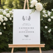 Poster Élégant monogramme botanique Mariage initial