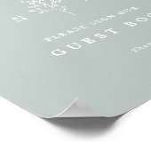 Poster Élégant Monogramme Feuille Sage Guest Book Mariage (Coin)