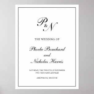 Poster Élégant Monogramme Formel Mariage traditionnel