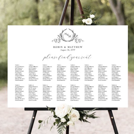 Poster Élégant Monogramme Mariage SIGNE DE SIÈGE