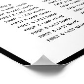 Poster Élégant Monogramme noir blanc Mariage Carte de siè (Coin)