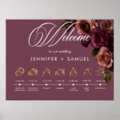 Poster Elegant Moody Soft Rust Burgundy Order of Events  (Devant)