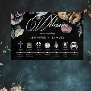 Poster Élégant Moody Twilight Muted Floral Order Événemen