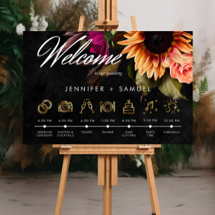 Poster Élégant Moody Vibrant Sunset Floral Ordre de l'évé