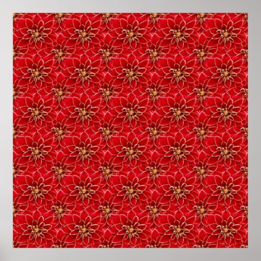 Poster Élégant motif floral rouge (Devant)