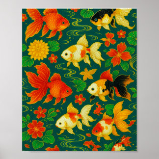 Poster Élégant Motif Koi Pond