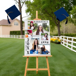 Poster Elégant Multi Photo 2025 Graduation Faire-part
