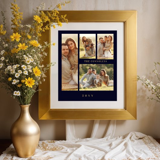 Poster Elegant Navy Blue & Fake Classic 4 Muli Photos