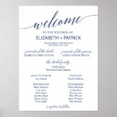 Poster Elegant Navy Calligraphy Wedding Program (Voorkant)