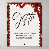 Poster Élégant Noël Secret Père Noël Cadeaux Échange (Devant)