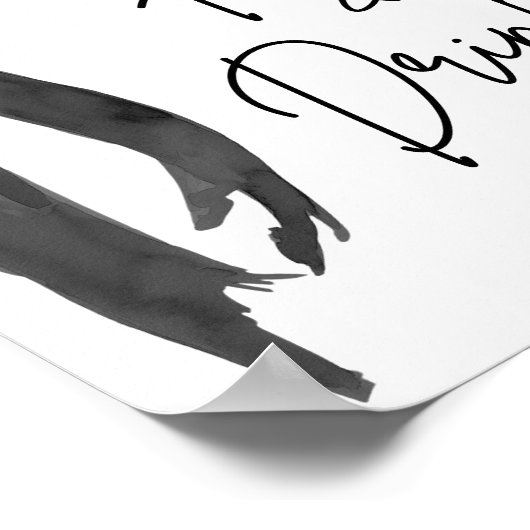 Poster Élégant Noir Bow nourriture et boissons Signal (Coin)