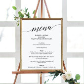 Poster Élégant Noir Calligraphie Mariage Menu Signe