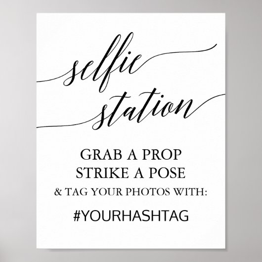 Poster Élégant noir calligraphie Selfie Station SIGNE (Devant)