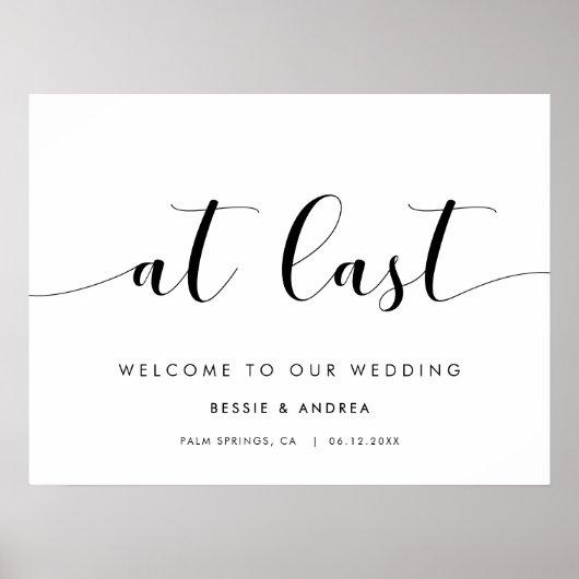 Poster Élégant noir et blanc à Dernier Mariage Bienvenue (Devant)