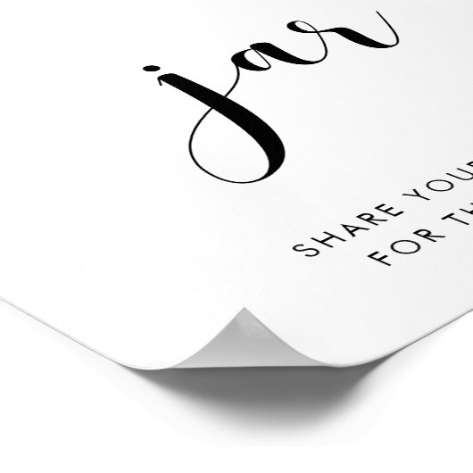 Poster Elégant noir et blanc Date jarre mariage signe (Coin)