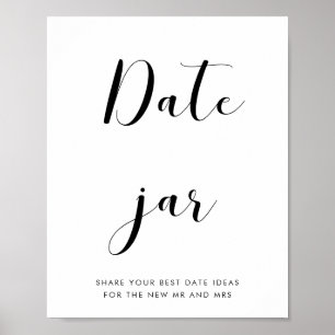 Poster Elégant noir et blanc Date jarre mariage signe