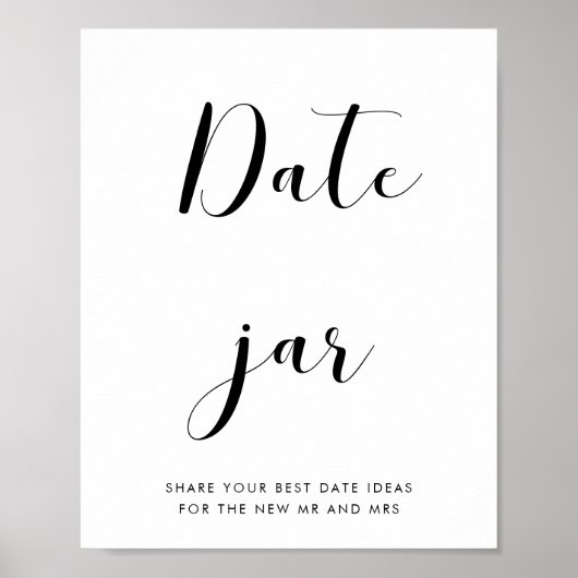 Poster Elégant noir et blanc Date jarre mariage signe (Devant)