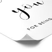 Poster Élégant noir et blanc Merci signe mariage (Coin)